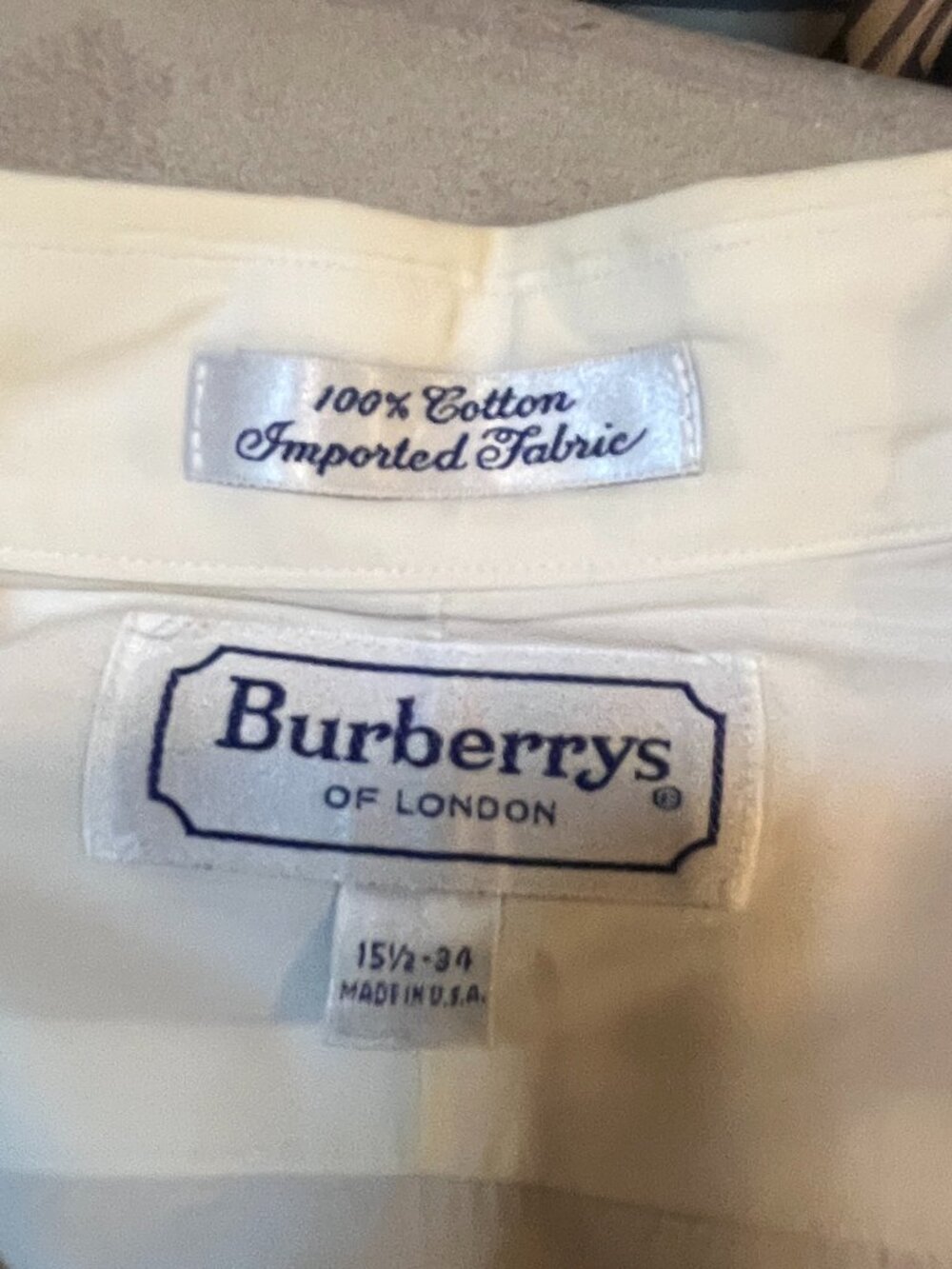 Vintage Burberrys of London Dress Shirt White 15.5 34 Made in USA Burberry